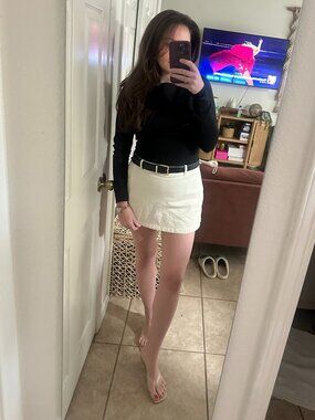 J Crew Mini Skort Womens 8 Cream Bi Stretch Cotton Blend Sporty Preppy